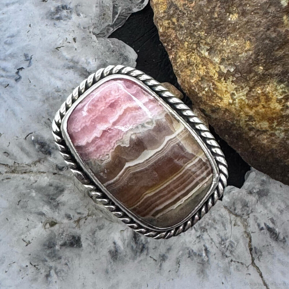 Southwest Style Rhodochrosite Sterling Silver Ring